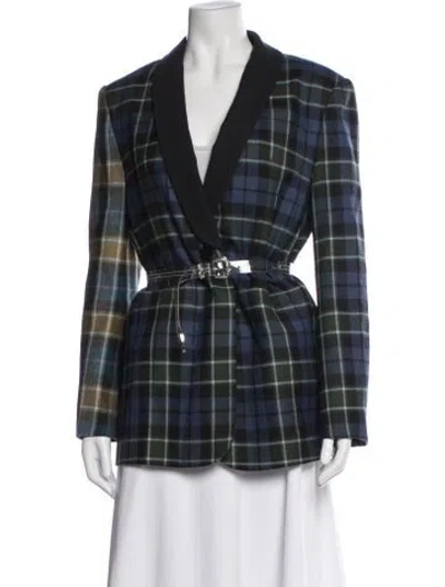 Pre-owned Tibi Virgin Wool Plaid Print Blazer