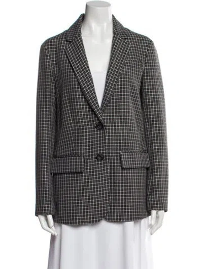 Pre-owned Tibi Virgin Wool Plaid Print Blazer In Blue
