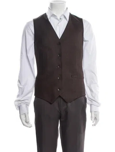 Pre-owned Tibi Virgin Wool Plaid Print Vest In Brown