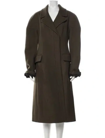 Pre-owned Tibi Virgin Wool Trench Coat In Green