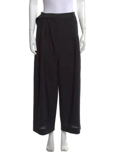 Pre-owned Tibi Virgin Wool Wide Leg Pants In Black