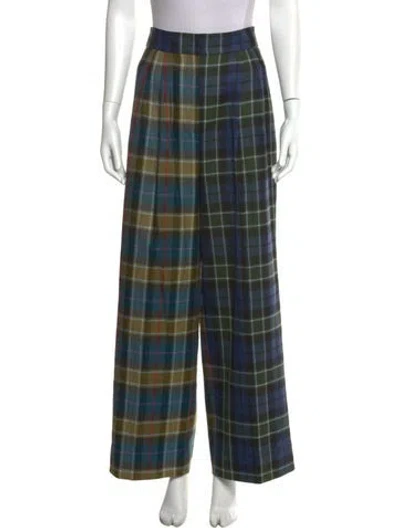 Pre-owned Tibi Virgin Wool Wide Leg Pants In Blue