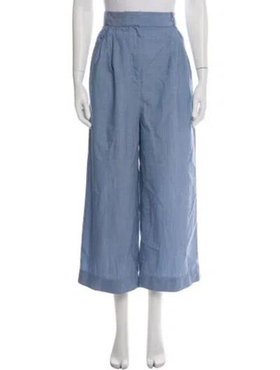 Pre-owned Tibi Virgin Wool Wide Leg Pants In Blue