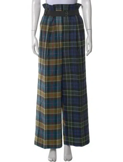 Pre-owned Tibi Virgin Wool Wide Leg Pants In Blue