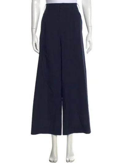 Pre-owned Tibi Virgin Wool Wide Leg Pants In Blue