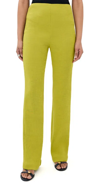 Tibi Viscose Plisse Corbit Pants Peapod In Green