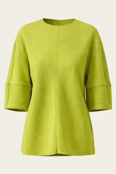 Tibi Viscose Plisse Hinged Short Sleeve Top In Pea Pod In Green