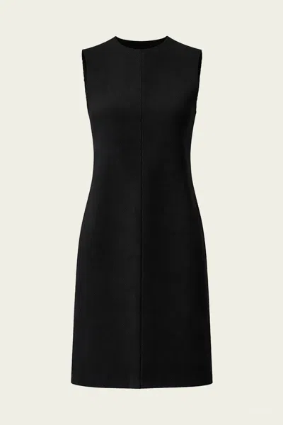 Tibi Viscose Plisse Sleeveless Bias Short Tunic Dress In Black