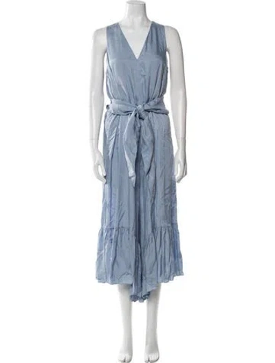 Pre-owned Tibi V-neck Jumpsuit In Blue