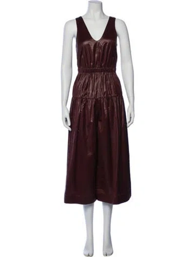Pre-owned Tibi V-neck Jumpsuit In Brown