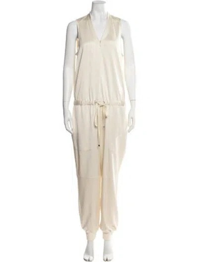 Pre-owned Tibi V-neck Jumpsuit In Neutrals