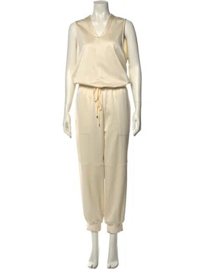 Pre-owned Tibi V-neck Jumpsuit In White