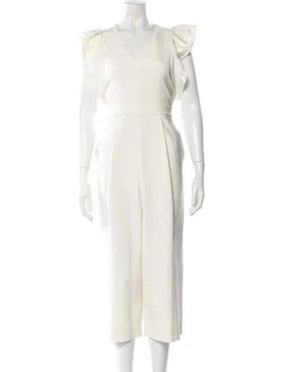 Pre-owned Tibi V-neck Jumpsuit In White
