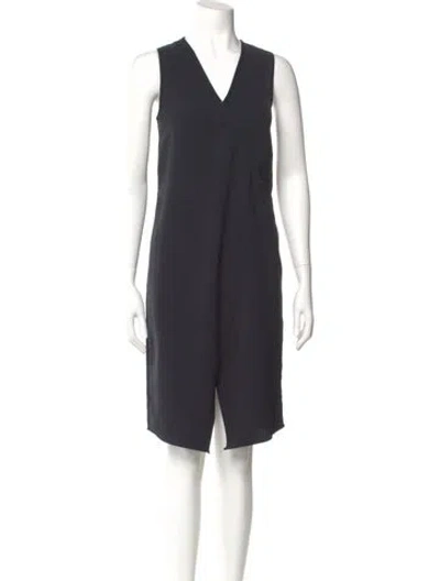 Pre-owned Tibi V-neck Knee-length Dress In Black