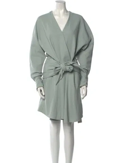 Pre-owned Tibi V-neck Knee-length Dress In Blue