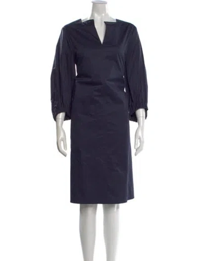 Pre-owned Tibi V-neck Knee-length Dress In Blue