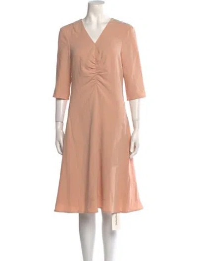 Pre-owned Tibi V-neck Knee-length Dress In Neutral