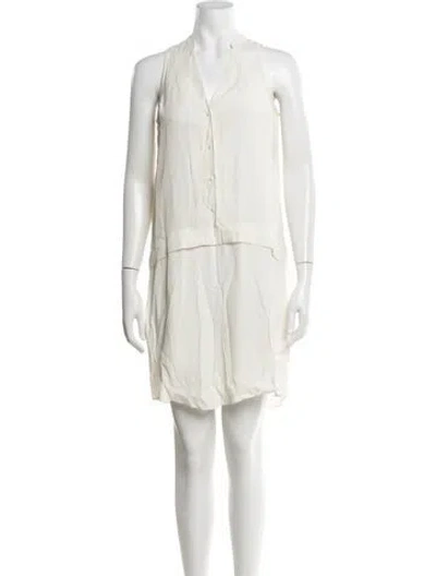 Pre-owned Tibi V-neck Knee-length Dress In Neutrals