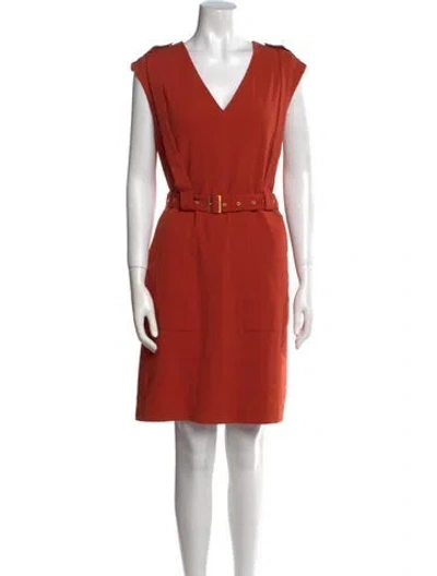 Pre-owned Tibi V-neck Knee-length Dress In Orange