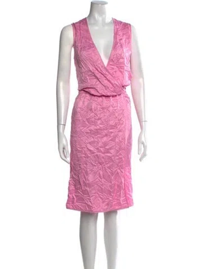 Pre-owned Tibi V-neck Knee-length Dress In Pink