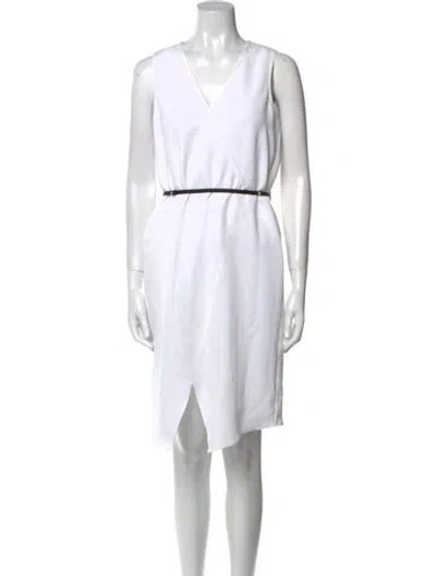 Pre-owned Tibi V-neck Knee-length Dress In White