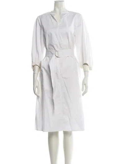 Pre-owned Tibi V-neck Knee-length Dress In White