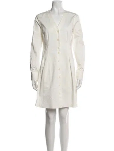 Pre-owned Tibi V-neck Knee-length Dress In White