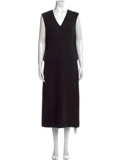 Pre-owned Tibi V-neck Long Dress In Black