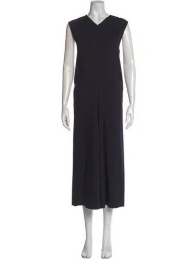 Pre-owned Tibi V-neck Long Dress In Black