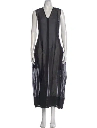 Pre-owned Tibi V-neck Long Dress In Black