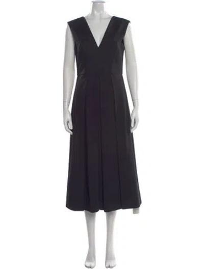 Pre-owned Tibi V-neck Long Dress In Black