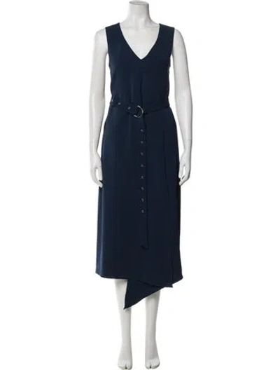 Pre-owned Tibi V-neck Long Dress In Blue