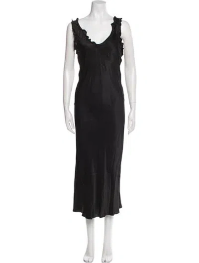 Pre-owned Tibi V-neck Long Dress In Blue