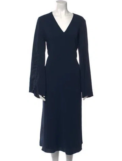 Pre-owned Tibi V-neck Long Dress In Blue