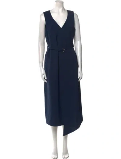 Pre-owned Tibi V-neck Long Dress In Blue