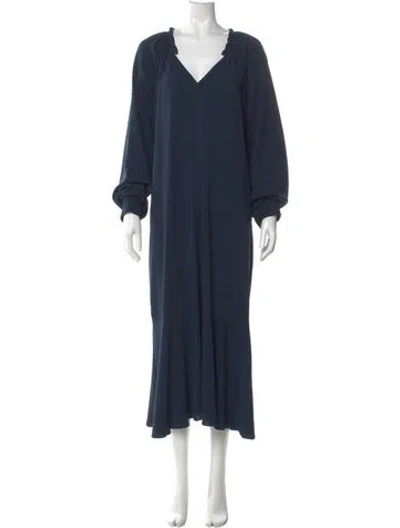 Pre-owned Tibi V-neck Long Dress In Blue