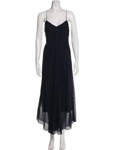 Pre-owned Tibi V-neck Long Dress In Blue