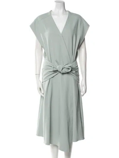 Pre-owned Tibi V-neck Long Dress In Blue