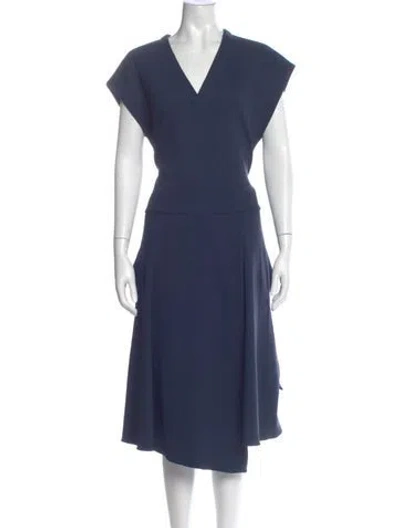 Pre-owned Tibi V-neck Long Dress In Blue