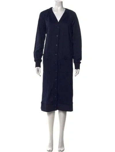 Pre-owned Tibi V-neck Long Dress In Blue