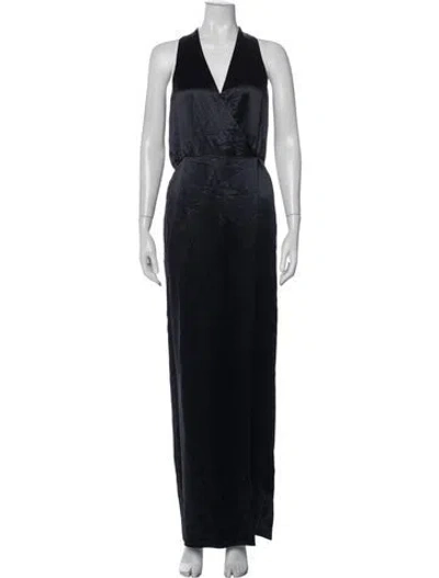 Pre-owned Tibi V-neck Long Dress In Blue