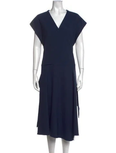 Pre-owned Tibi V-neck Long Dress In Blue