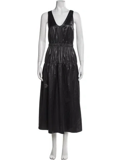 Pre-owned Tibi V-neck Long Dress In Gray