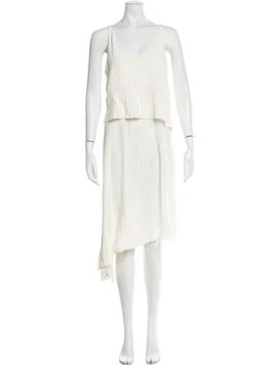 Pre-owned Tibi V-neck Long Dress In Neutral