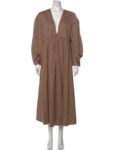 Pre-owned Tibi V-neck Long Dress In Neutral