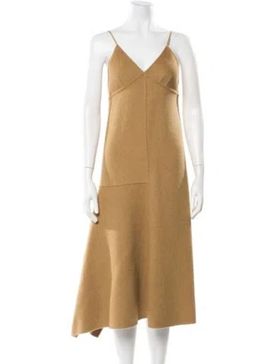Pre-owned Tibi V-neck Long Dress In Neutral