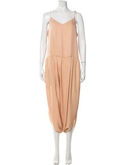 Pre-owned Tibi V-neck Long Dress In Orange
