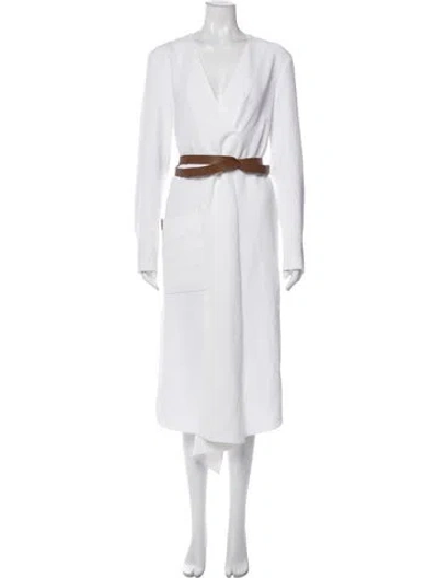 Pre-owned Tibi V-neck Long Dress In White