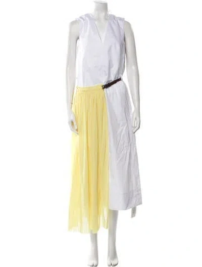 Pre-owned Tibi V-neck Long Dress In White