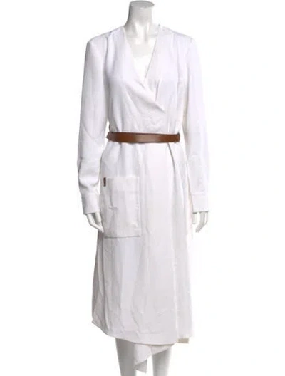 Pre-owned Tibi V-neck Long Dress In White